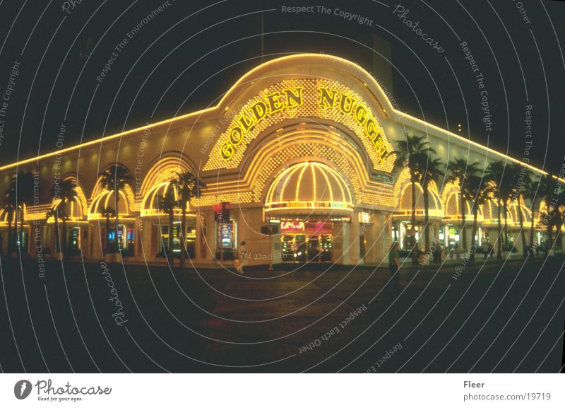 Golden Nugget Las Vegas Casino Night Night shot Exterior shot City light Neon sign