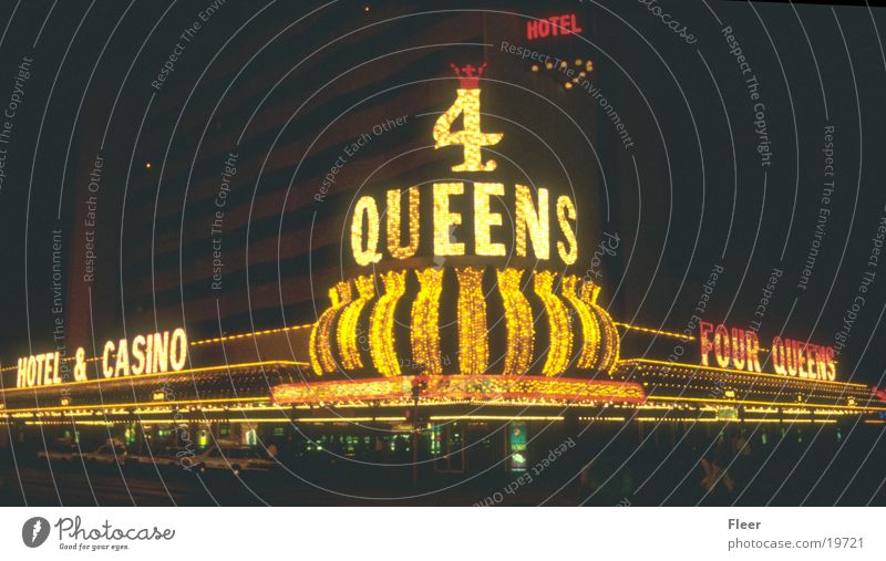 Queens Las Vegas Casino Night Night shot Exterior shot City light Neon sign