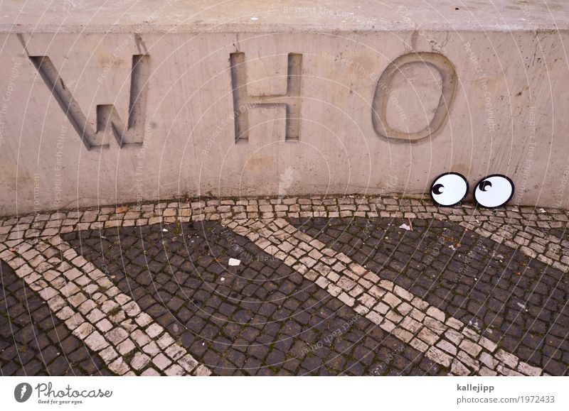 ? Eyes Looking who? Ask Concrete Comic Street art Characters Colour photo Exterior shot Light Shadow Contrast