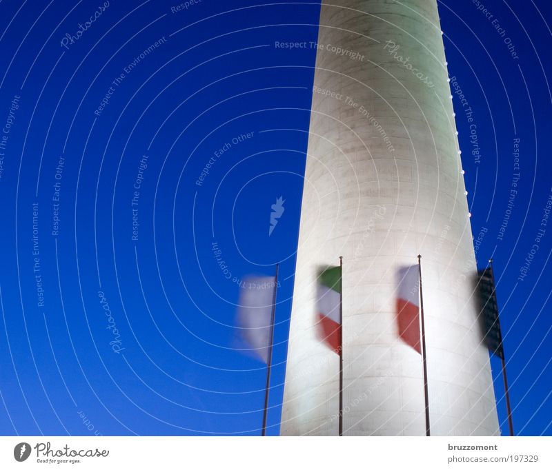 fly the flag Sky Cloudless sky Night sky Duesseldorf Tower Manmade structures Concrete Blue Television tower Flag Flagpole North Rhine-Westphalia Judder Blow