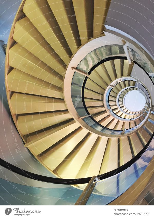 Modern spiral staircase Italy Europe High-rise Manmade structures Building Architecture Stairs Spiral Contentment Perspective Tall geometrical Circle