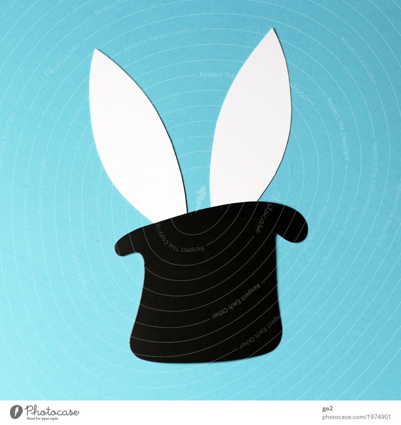Easter surprise Handicraft Hat Top hat Animal Hare & Rabbit & Bunny Ear 1 Decoration Paper Sign Esthetic Simple Happiness Funny Curiosity Cute Blue Black White