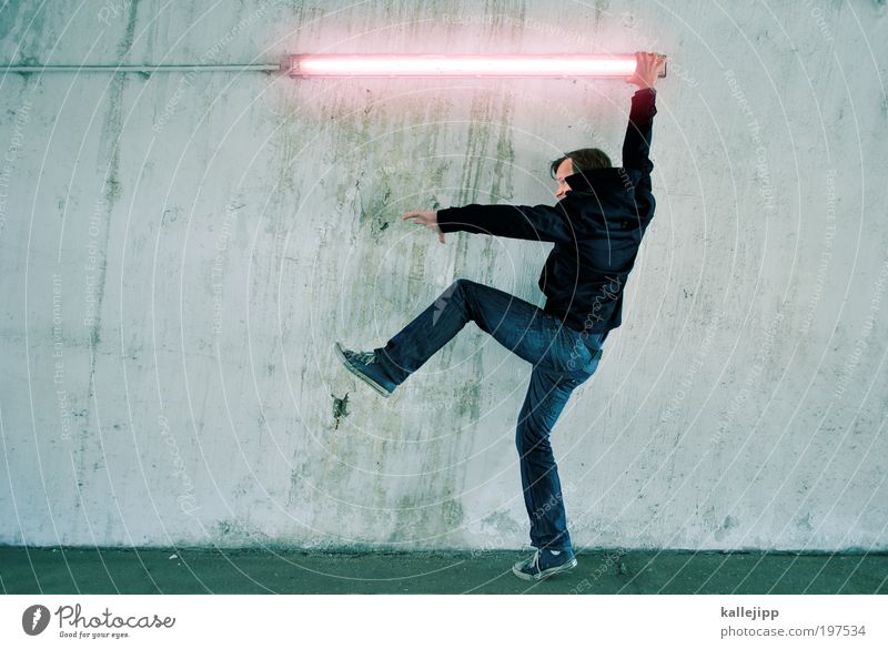 Darth Vader Martial arts Human being Masculine Man Adults 1 Jeans Jacket Sneakers Fight War Crisis Energy Electricity Light Neon light Sword battle Strong Power