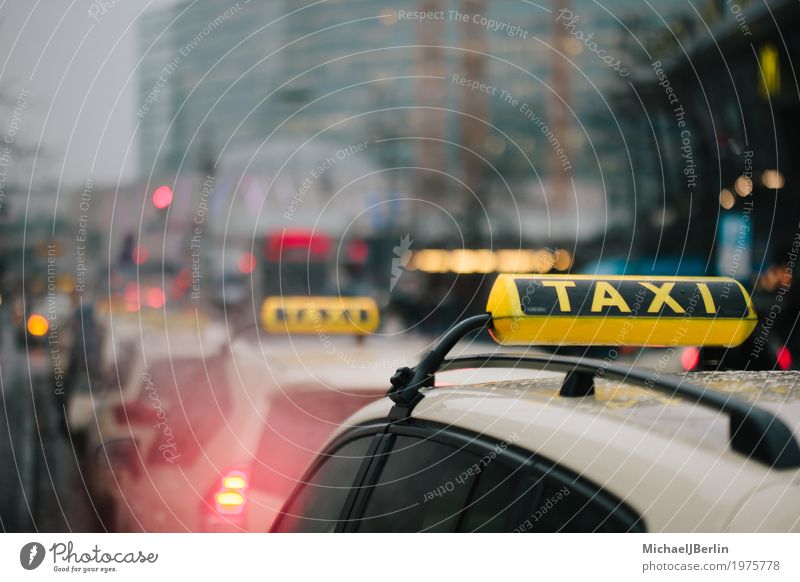 Taxis in Queue in Big City Background Transport Means of transport Public transit Motoring Wait Yellow Vacation & Travel Services Berlin capital cities Germany