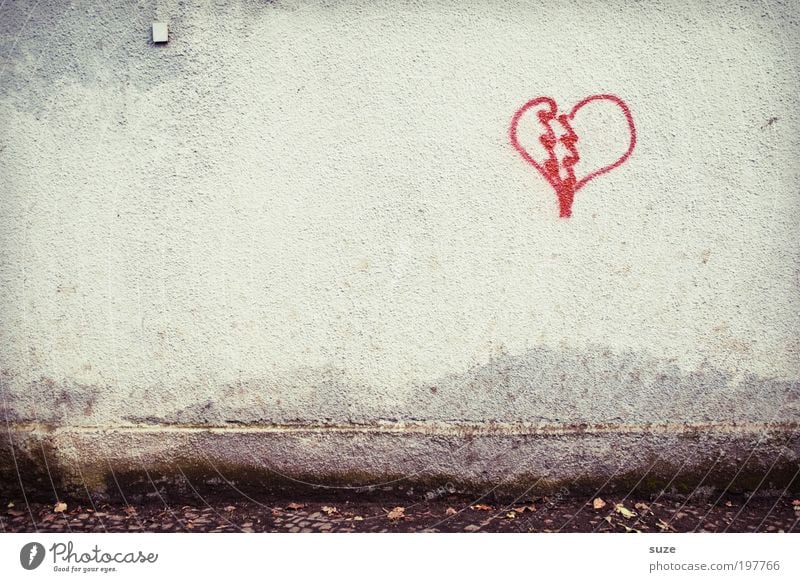 It is what it is ... Valentine's Day Building Wall (barrier) Wall (building) Facade Stone Sign Graffiti Heart Love Draw Kitsch Red Emotions Romance Loneliness