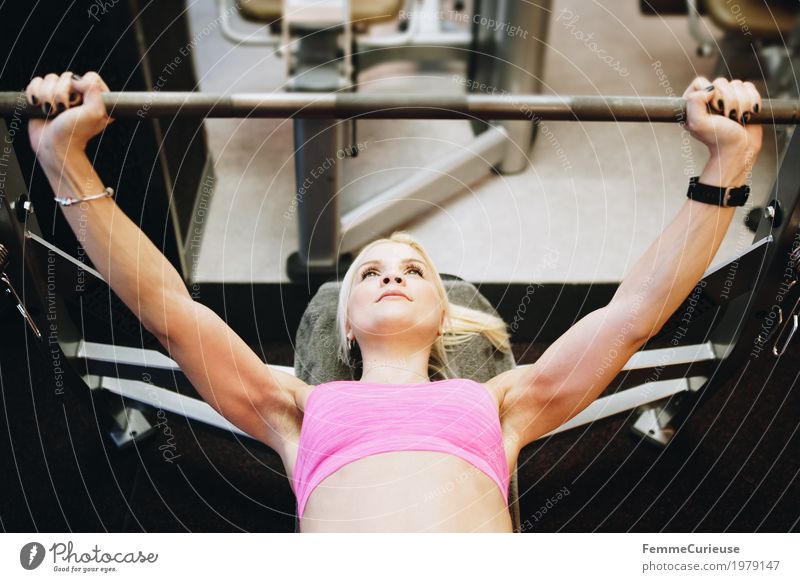 Fitness_26_1979147 Lifestyle Feminine Young woman Youth (Young adults) Woman Adults Human being 18 - 30 years Movement Fitness centre Healthy Weight-lifting