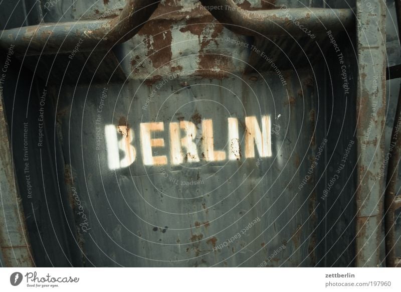 Berlin Capital city Town Container Metal Metalware Iron Steel Trash Dispose of Characters Lettering Typography Rust