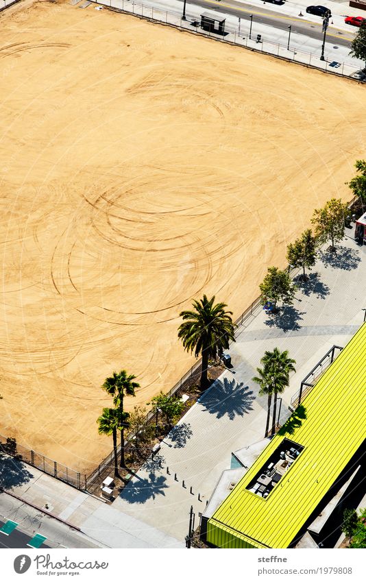 crop circles Overpopulated Deserted Town Construction site Los Angeles California Palm tree Skid marks Conspiracy theory Extraterrestrial Bird's-eye view Sand