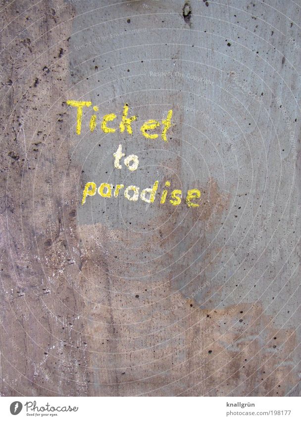 Ticket to paradise Concrete Characters Communicate Brown Yellow Gray Adventure Discover Expectation Leisure and hobbies Joie de vivre (Vitality) Tourism