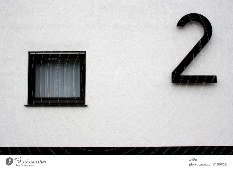 Only number two House (Residential Structure) Detached house Wall (barrier) Wall (building) Facade Window House number Concrete Simple Black White 2