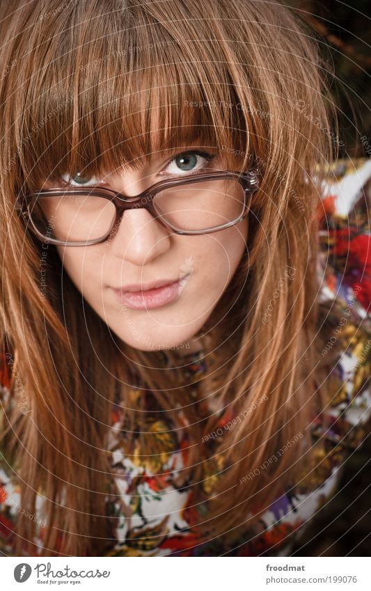 glasses for... Human being Feminine Young woman Youth (Young adults) Woman Adults Accessory Eyeglasses Blonde Long-haired Bangs Smiling Hip & trendy Beautiful