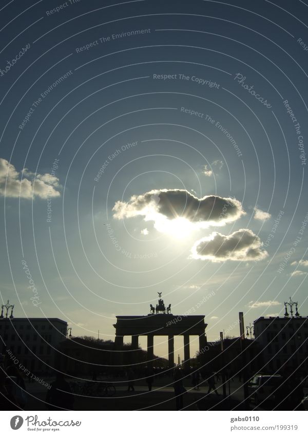 Berlin Berlin (#50) Observe Brandenburg Gate Germany Sky Clouds Sun Contrast Blue Black Vacation & Travel Travel photography Pariser Platz Unter den Linden