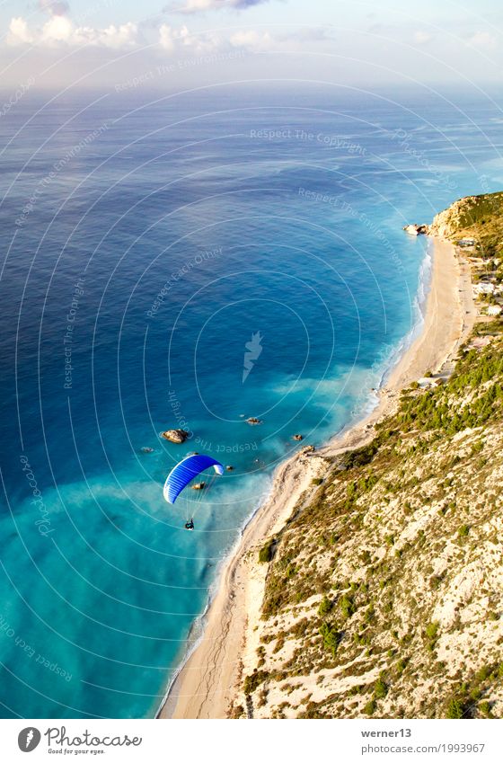 Paragliding in Lefkada Lifestyle Leisure and hobbies Vacation & Travel Tourism Summer vacation Ocean Island Sports Environment Landscape Air Water Waves Coast