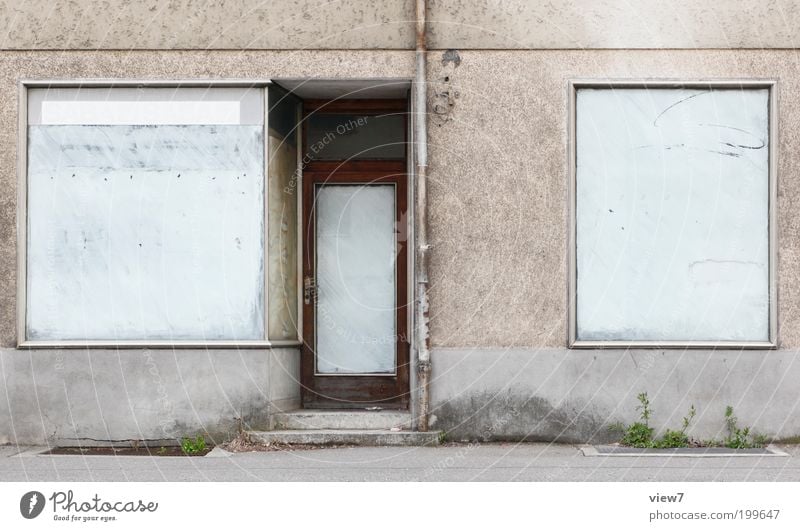 cessation of business Trade House (Residential Structure) Facade Window Door Eaves Line Stripe Old Authentic Simple Longing Disappointment Competition Fiasco
