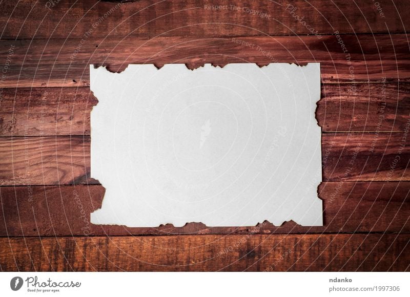 White clean sheet with burnt edges Design Office Business Paper Wood Old Dirty Retro Brown Creativity Surface page Rough Blank letter frame Consistency empty