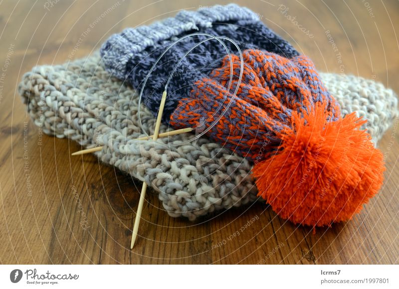 knitting scarf and woolly has Leisure and hobbies Warmth Fashion Cap Knit Creativity creased yarn handmade needle The Needles Background picture woolen thread