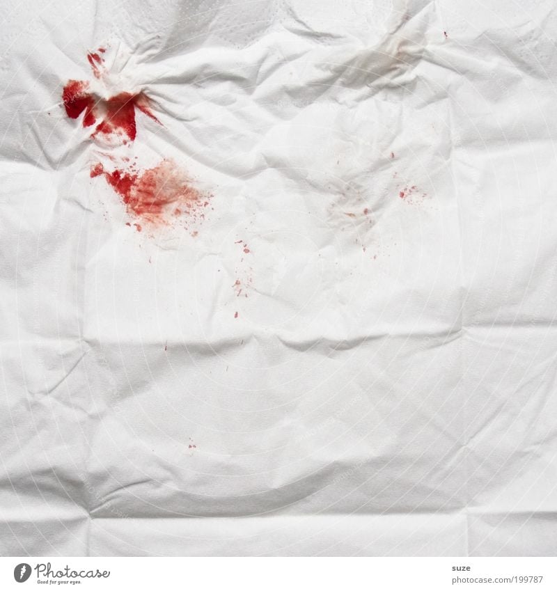 0, Rh-pos Blood Handkerchief Nose bleed Blood stain Red Pain White DNA piece of evidence Evidence Wrinkles Clue Dirty