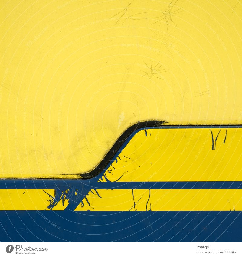 f Style Design Metal Line Stripe Old Trashy Blue Yellow Colour Decline Scratch mark Colour photo Detail Experimental Abstract Pattern Copy Space top
