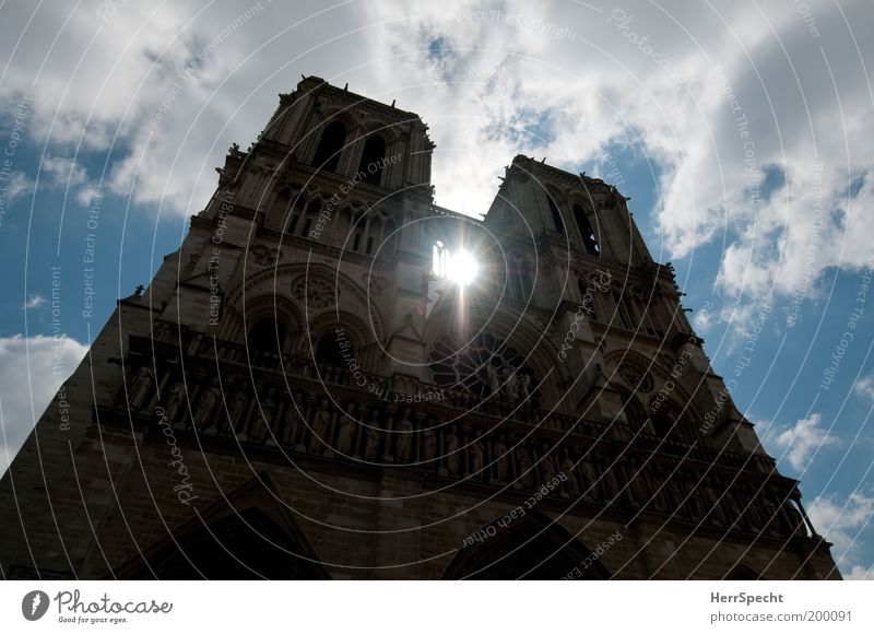 ray of hope Paris France Deserted Dome Tower Manmade structures Architecture Facade Tourist Attraction Landmark Blue Brown White Notre Dame Clouds in the sky