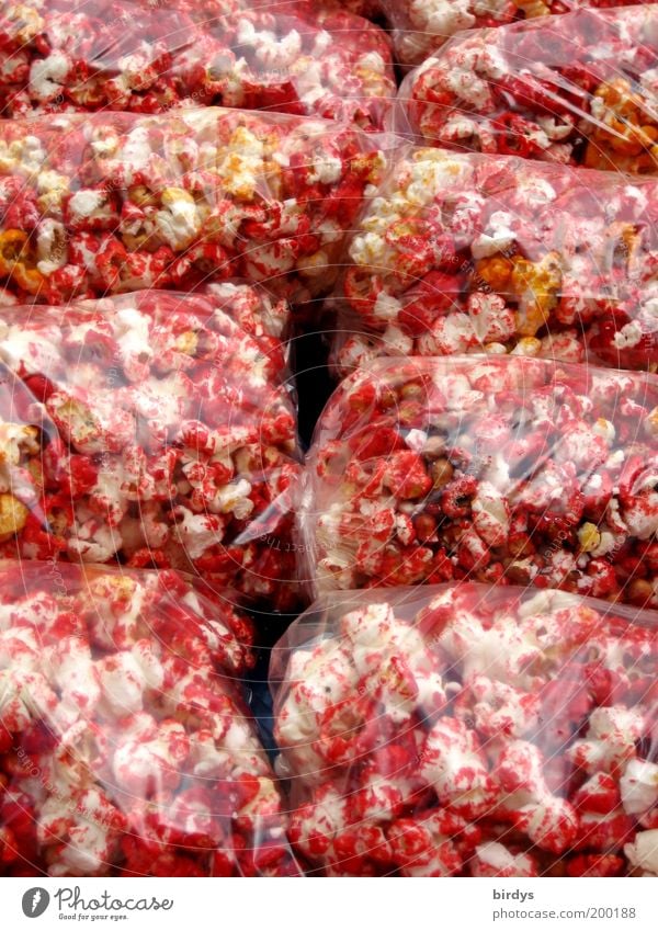 Red Hot Chilli Popcorns Food Candy Plastic packaging Glittering Sweet White Joie de vivre (Vitality) Plastic bag Packaged Artificial Paper bag Chili Tangy