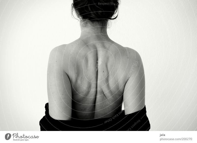 winter bacon Human being Feminine Woman Adults Body Back 1 Fat Naked Natural Brave Acceptance Overweight Black & white photo Interior shot Neutral Background
