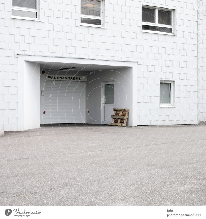 acceptance of goods Trade Services House (Residential Structure) Factory Building Architecture Window Door Clean White Storage Colour photo Subdued colour