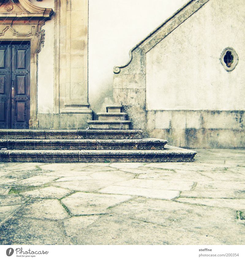 adorably Church Dome Wall (barrier) Wall (building) Stairs Facade Door Religion and faith Portal Catholicism Stone Cross processing Warmth Colour photo