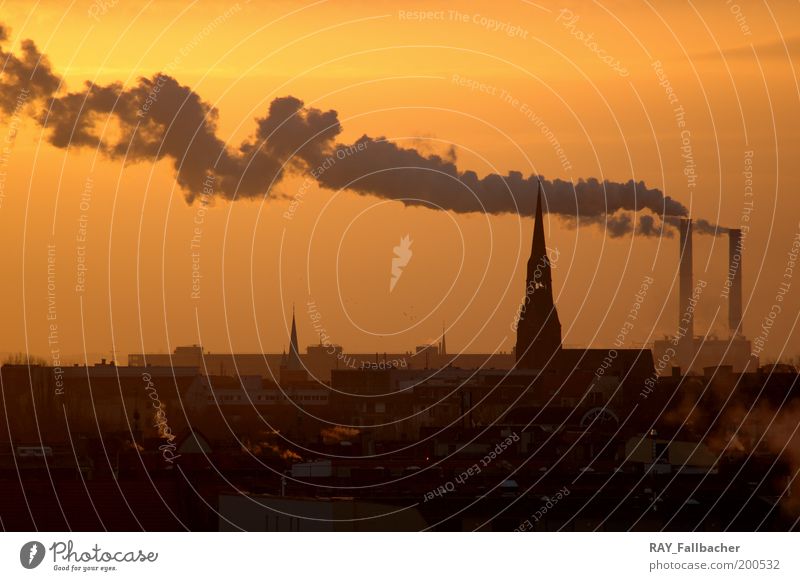 Rauch power station Berlin Industry Energy industry Sunrise Sunset Beautiful weather Germany Europe Capital city Downtown Skyline Deserted