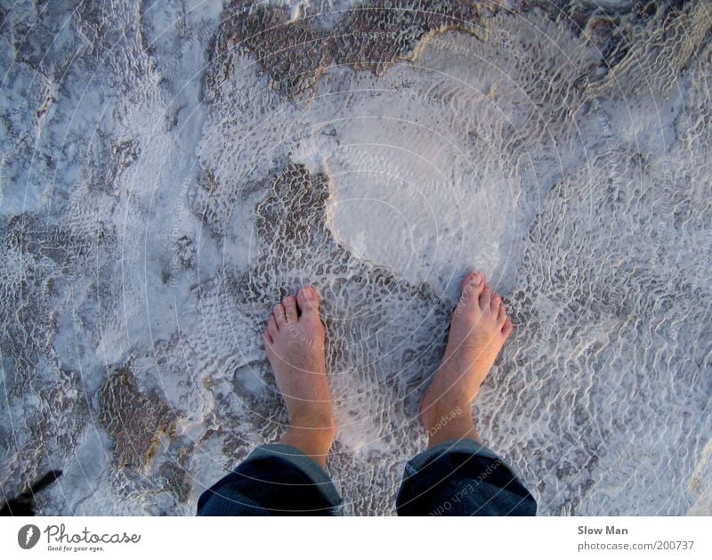 heavy peeling Beach Feet Earth Ice Frost Snow Pedestrian Going Stand Subsoil Barefoot Winter Bird's-eye view Cold Frozen Freeze Cold shock Cooling