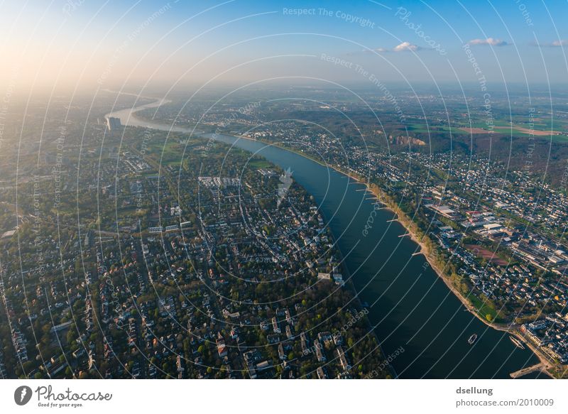 Bird's eye view of the Rhine and city in good weather Vacation & Travel Tourism City trip Landscape Spring Summer Beautiful weather River Bonn Germany Town