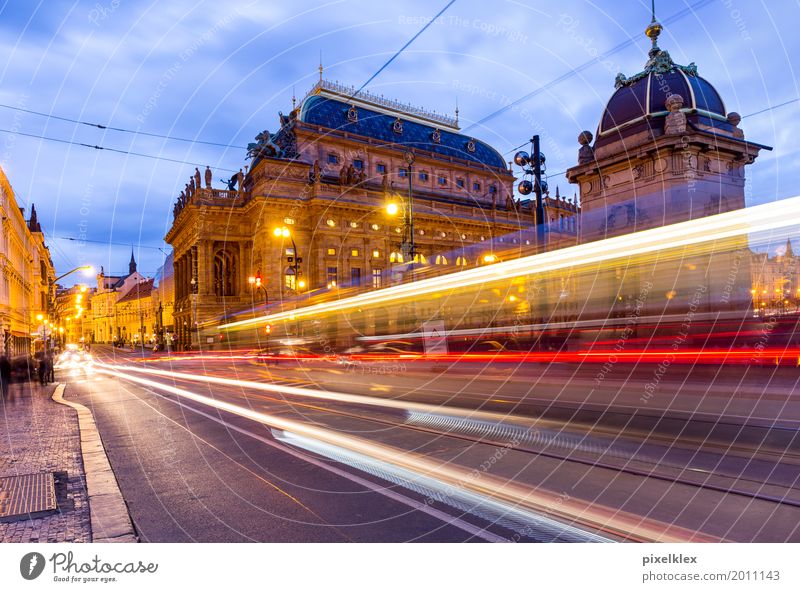 Prague at night (National Theatre) Luxury Elegant Vacation & Travel Tourism Sightseeing City trip Night life Going out Culture Event Night sky Czech Republic