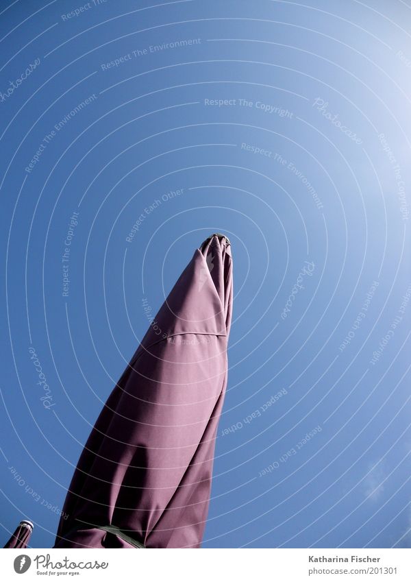 Sunshade and blue sky full of sunshine Summer Air Sky Cloudless sky Beautiful weather Blue Violet Canopy (sky) Copy Space Upward Skyward Sky blue Sunlight