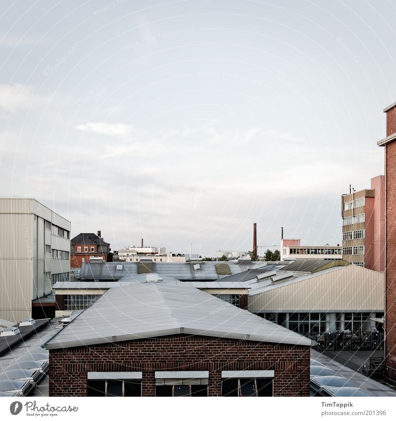 Above the rooftops of Frankfurt Factory Roof Gloomy Commerce Industry Industrial zone Industrial Photography Industrial site Industrial plant