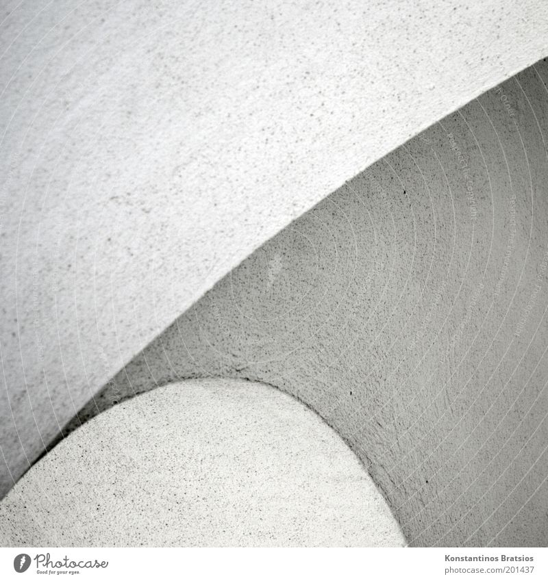 character Column Firm Round Gray White Design Corner Arch Curved Line Plaster Background picture Structures and shapes Black & white photo Exterior shot Detail