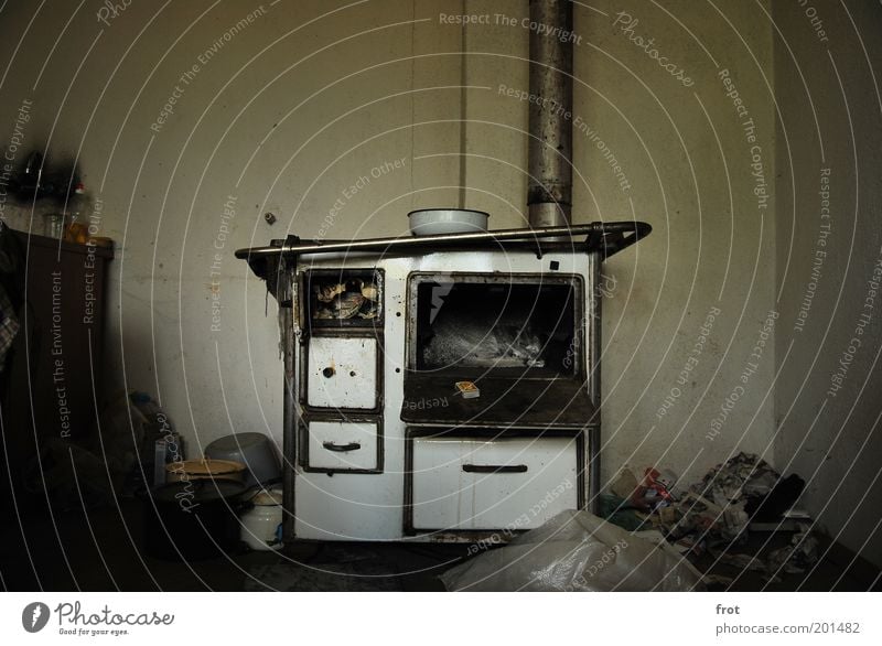 What do you want to eat? Bowl Pot Stove & Oven Metal Old Esthetic Dirty Dark Cold Gray White Authentic Colour photo Interior shot Deserted Shadow