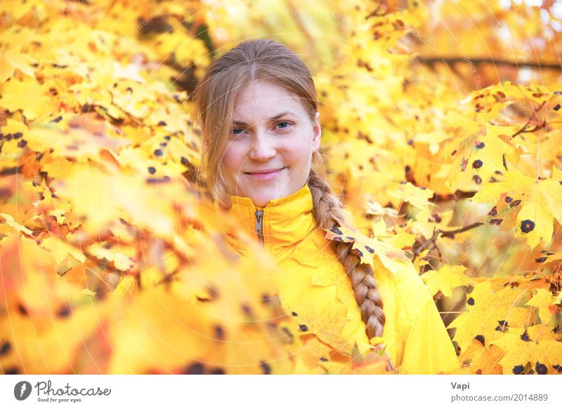 Pretty young woman with red hair in the autumn park Lifestyle Joy Beautiful Hair and hairstyles Face Wellness Well-being Human being Young woman