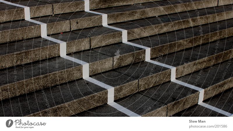 "GrayZone"... Stands Stairs Lanes & trails Stone Concrete Line Dark Sharp-edged Perspective Share Downward Upward Descent Stumbling block Edge Dirty Track