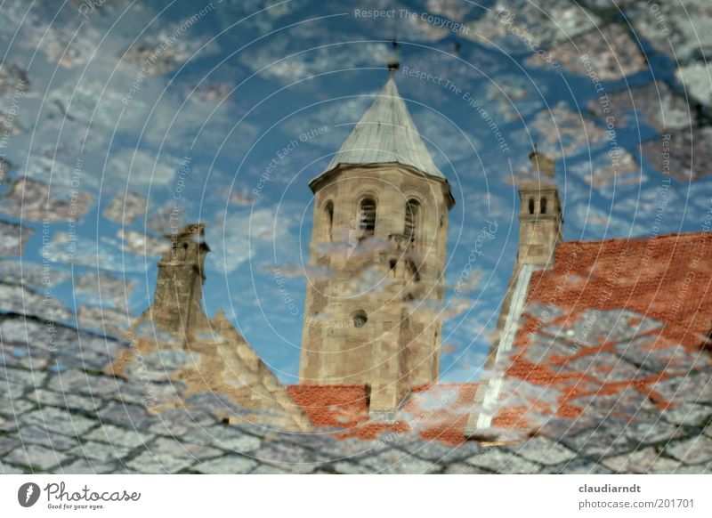 puddle of castle square House (Residential Structure) Braunschweig Germany Town Downtown Old town Deserted Church Places Tower Manmade structures Building