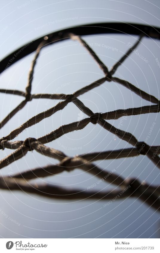 Let´ s play ! Leisure and hobbies Sports Ball sports Hang Basketball Basketball basket Net streetball Deserted Close-up Detail Loop Reticular Network Interlaced