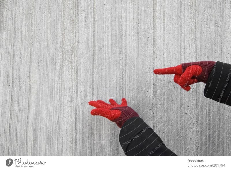 There's nothing to see here. Hand Wall (barrier) Wall (building) Facade Gloves Communicate Simple Cold Gray Red Trade Advertising Presentation Indicate Clue