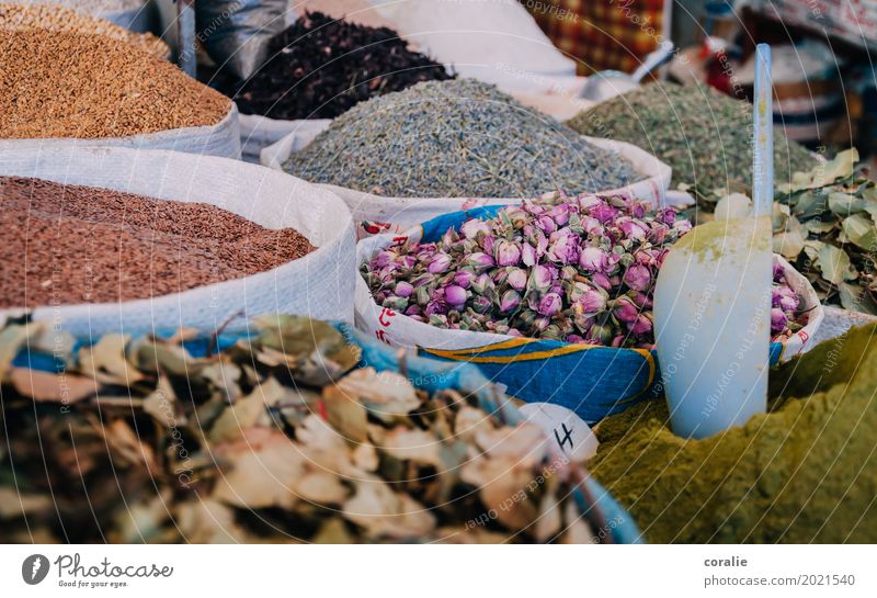 Souk Morocco Old town Pedestrian precinct Shopping Tea Rose leaves Herbs and spices Marketplace Market stall Covered market Market day Selection Versatile Heap