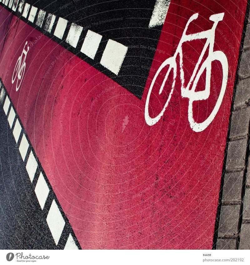 city bike Bicycle Town Transport Road traffic Street Sign Characters Signs and labeling Road sign Line Stripe Pink Black Cycle path Asphalt Graph Traffic lane