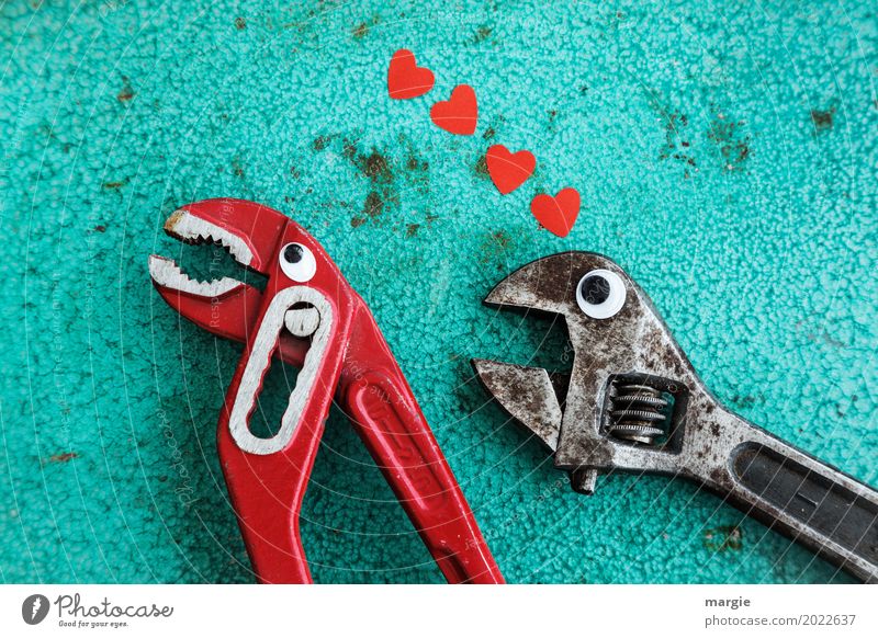 Love is ....... Rejection. A pair of pliers and a screwdriver with eyes and heart Profession Craftsperson Workplace Construction site Services Craft (trade)