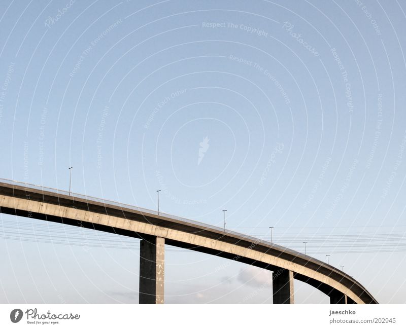 Floating roads Cloudless sky Beautiful weather Traffic infrastructure Street Overpass Bridge Lanes & trails High voltage power line Street lighting Concrete