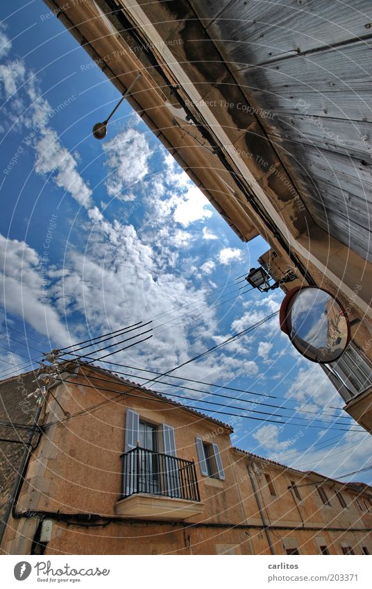 Mirror, mirror on the wall: Sky Clouds Summer Beautiful weather Village Small Town Old town House (Residential Structure) Building Wall (barrier)