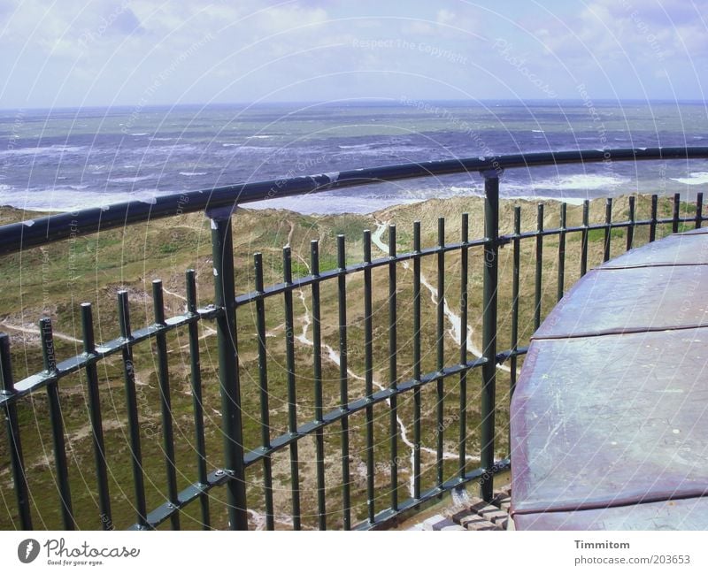 View from the lighthouse Vacation & Travel Far-off places Freedom Summer Ocean Environment Nature Landscape Elements Coast North Sea Horizon Handrail