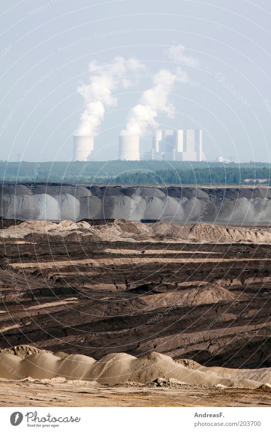 lignite industry Economy Industry Energy industry Coal power station Environment Landscape Elements Earth Sand Desert Industrial plant Environmental pollution