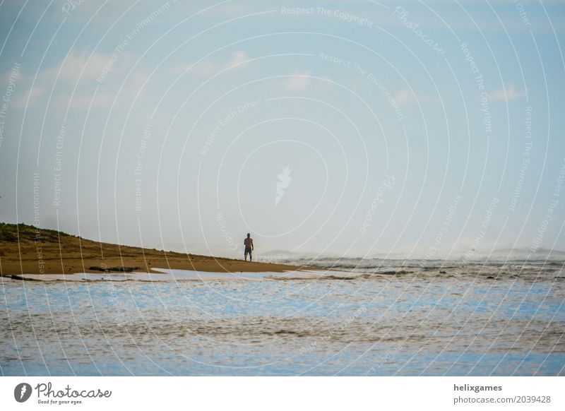 walk on the beach Beautiful Vacation & Travel Summer Sun Beach Ocean Island Human being Man Adults Nature Sand Sky Clouds Loneliness Hawaii Kauai Sunset light