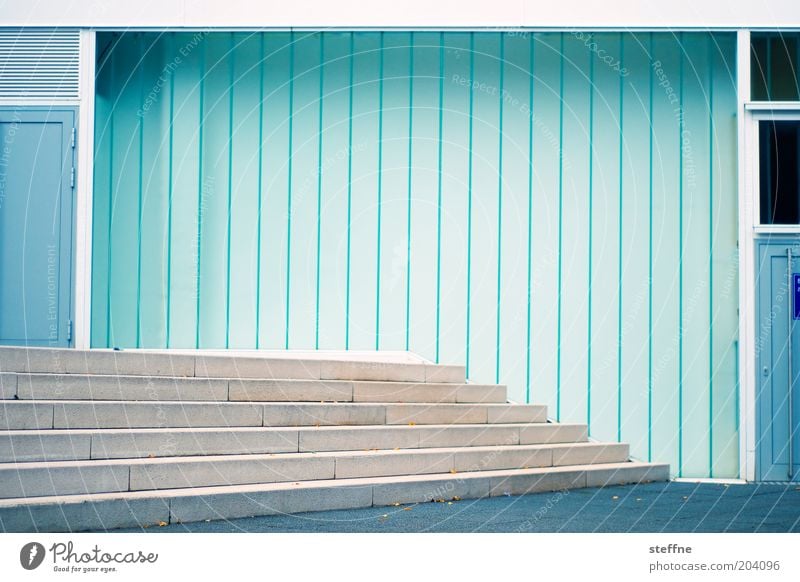 stage Wall (barrier) Wall (building) Stairs Facade Door Modern Design Colour photo Exterior shot Experimental Abstract Pattern Structures and shapes