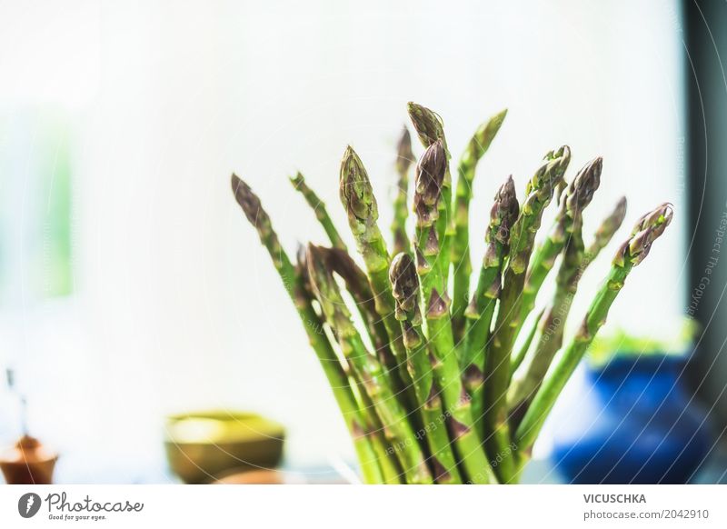 Close-up of green asparagus Food Vegetable Nutrition Banquet Organic produce Vegetarian diet Diet Style Design Healthy Healthy Eating Life Asparagus